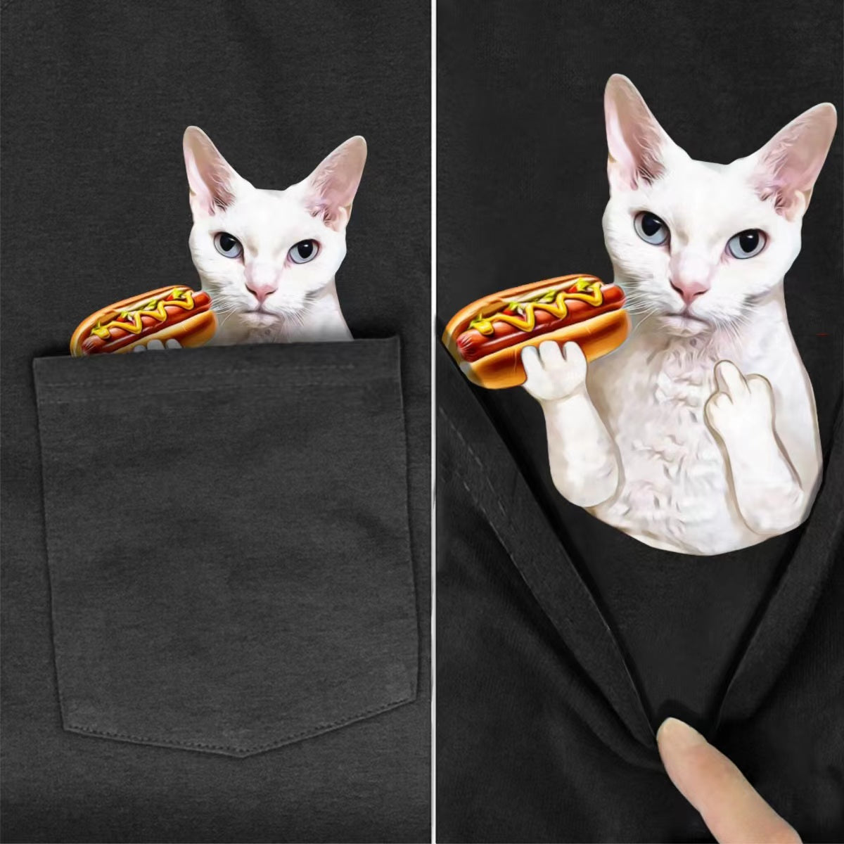 Devon Rex With Hot Dog Pocket T-shirt