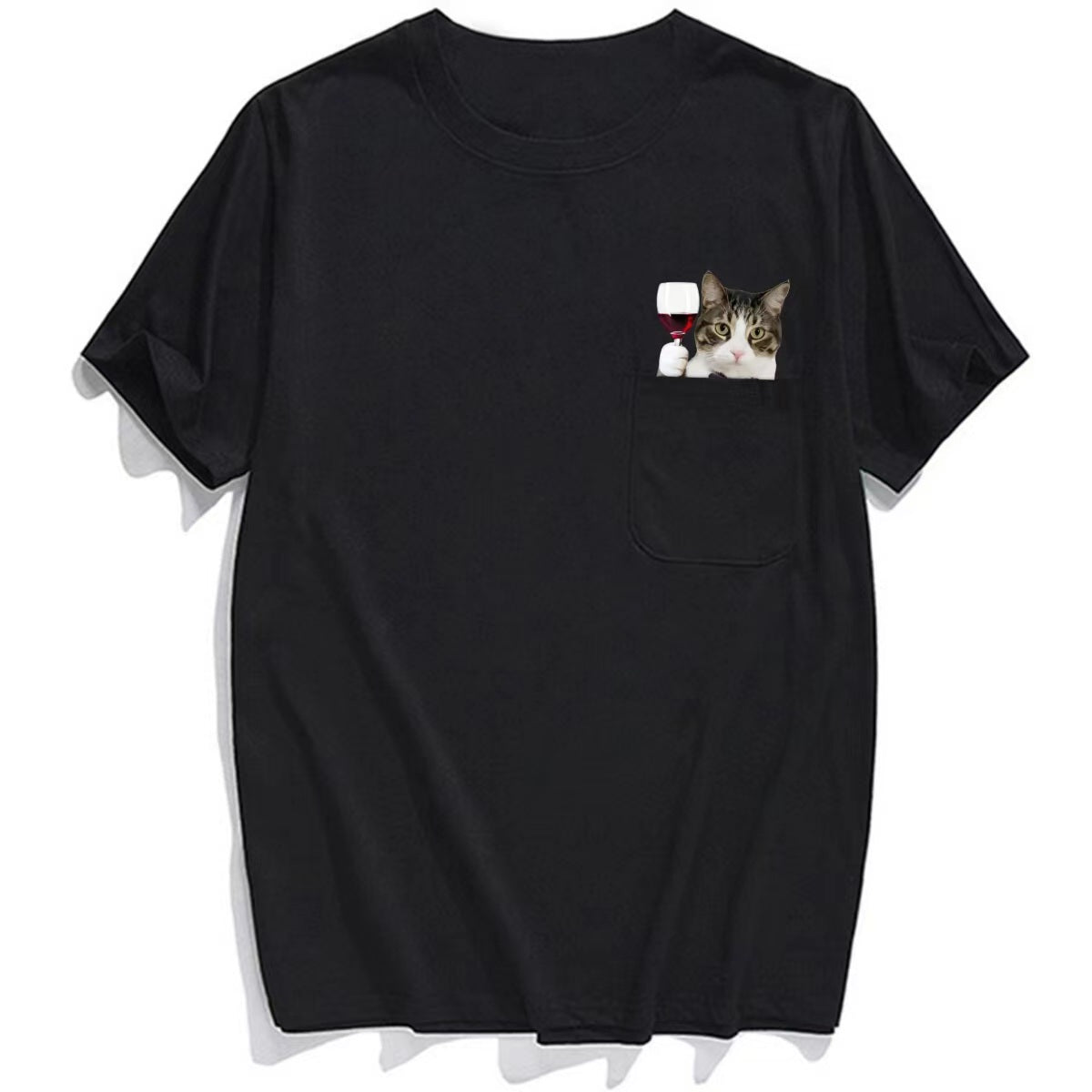 Gentle-cat Red Wine Pocket T-Shirt