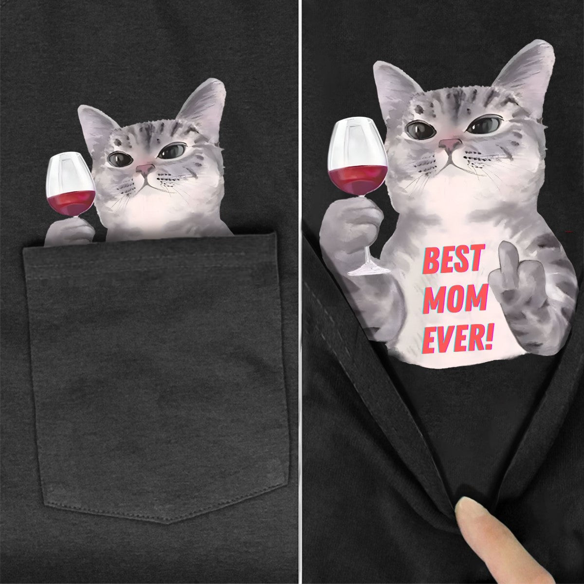 Best Cat Mom Ever Pocket T-shirt