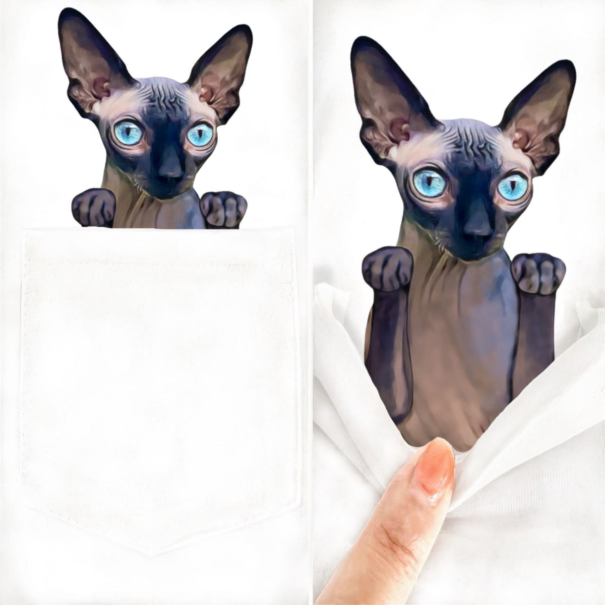 The Peeking Sphynx Cat Pocket T-shirt