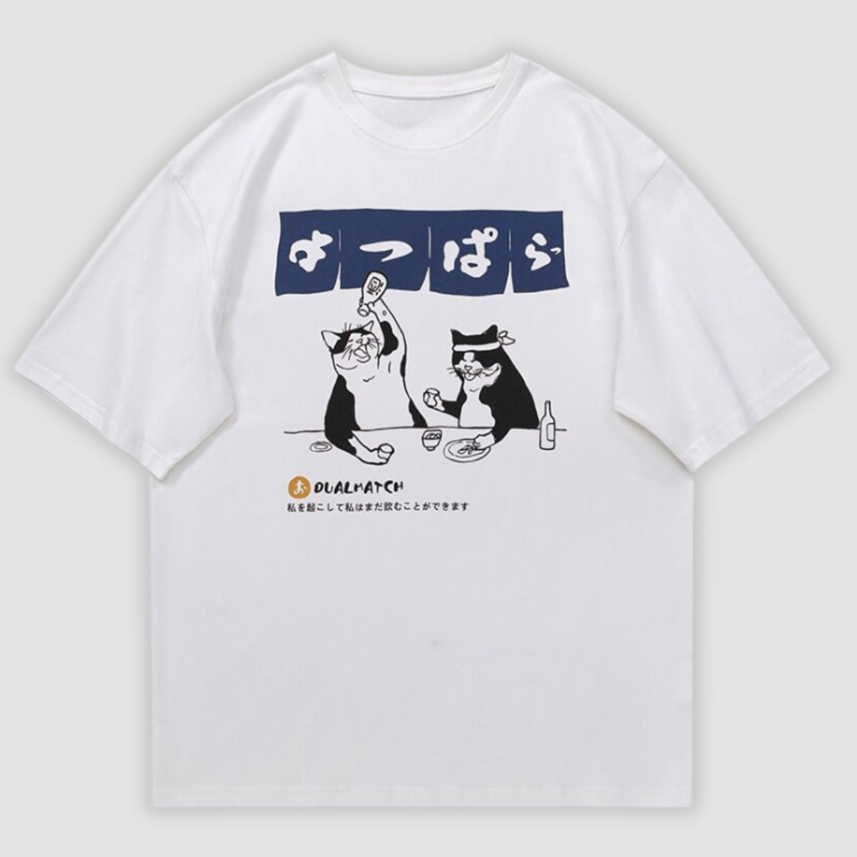 Sake Drinking Cat Oversized T-Shirt