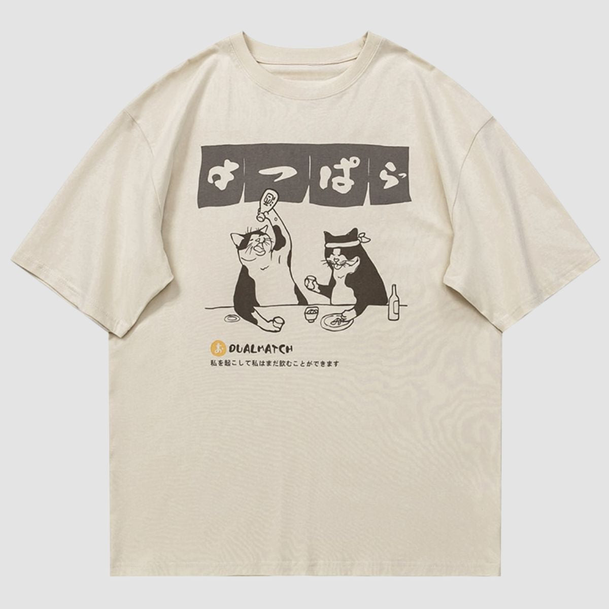 Sake Drinking Cat Oversized T-Shirt