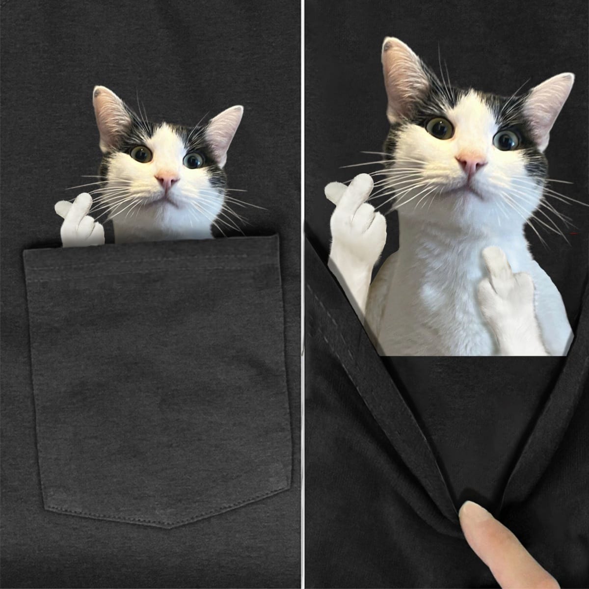 Aegean Cat Heart Love Pocket T-shirt