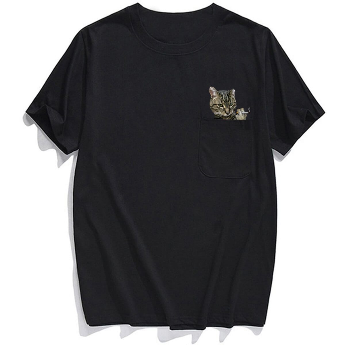 Smoking Hot Tabby Cat Pocket T-Shirt