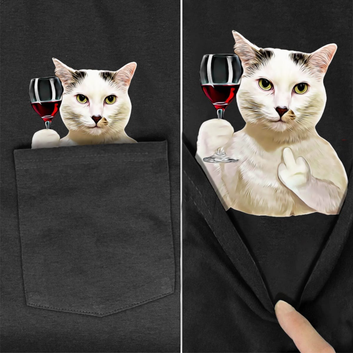 The Boss Cat Wine Pocket T-Shirt