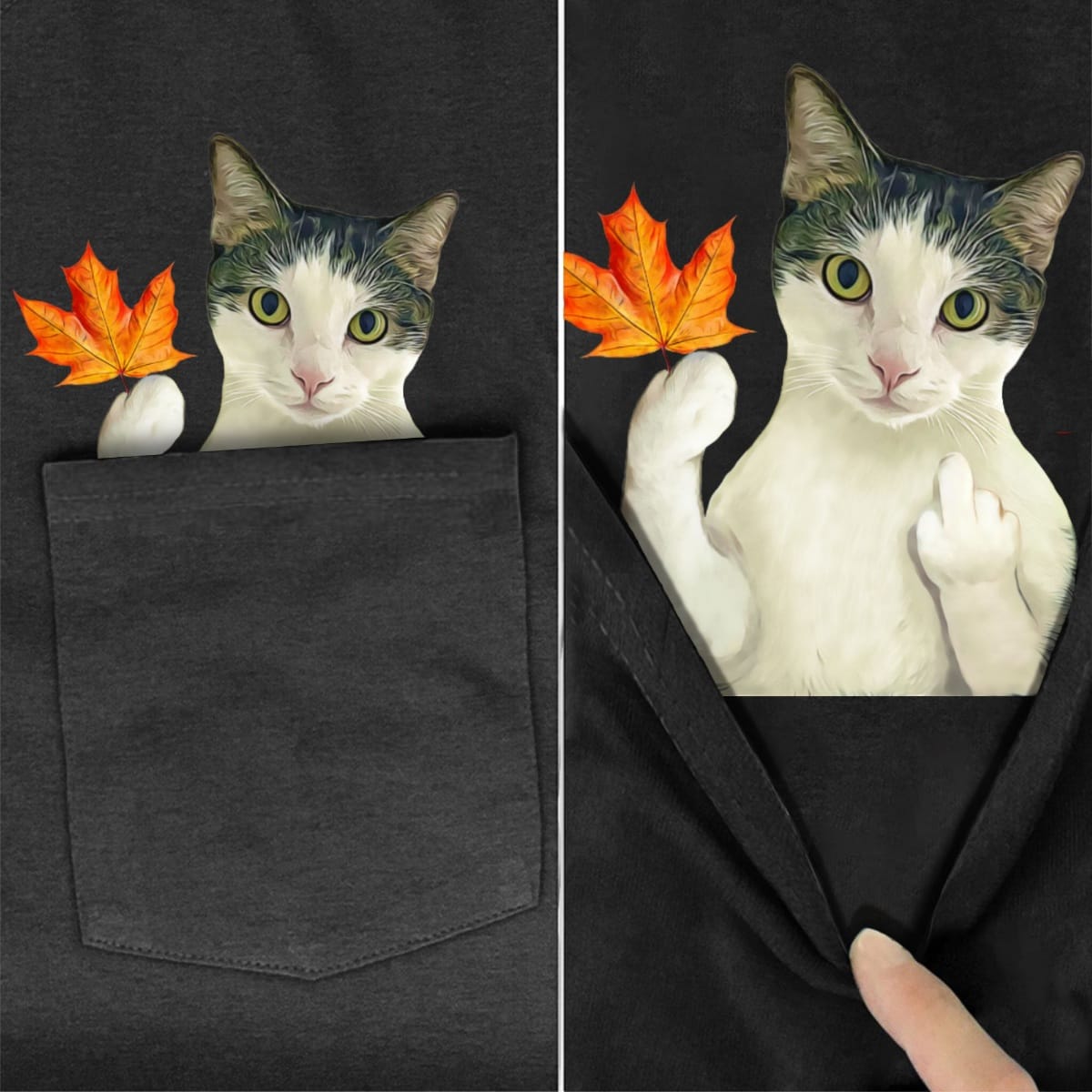 Canada Maple Leaf Cat Pocket T-Shirt