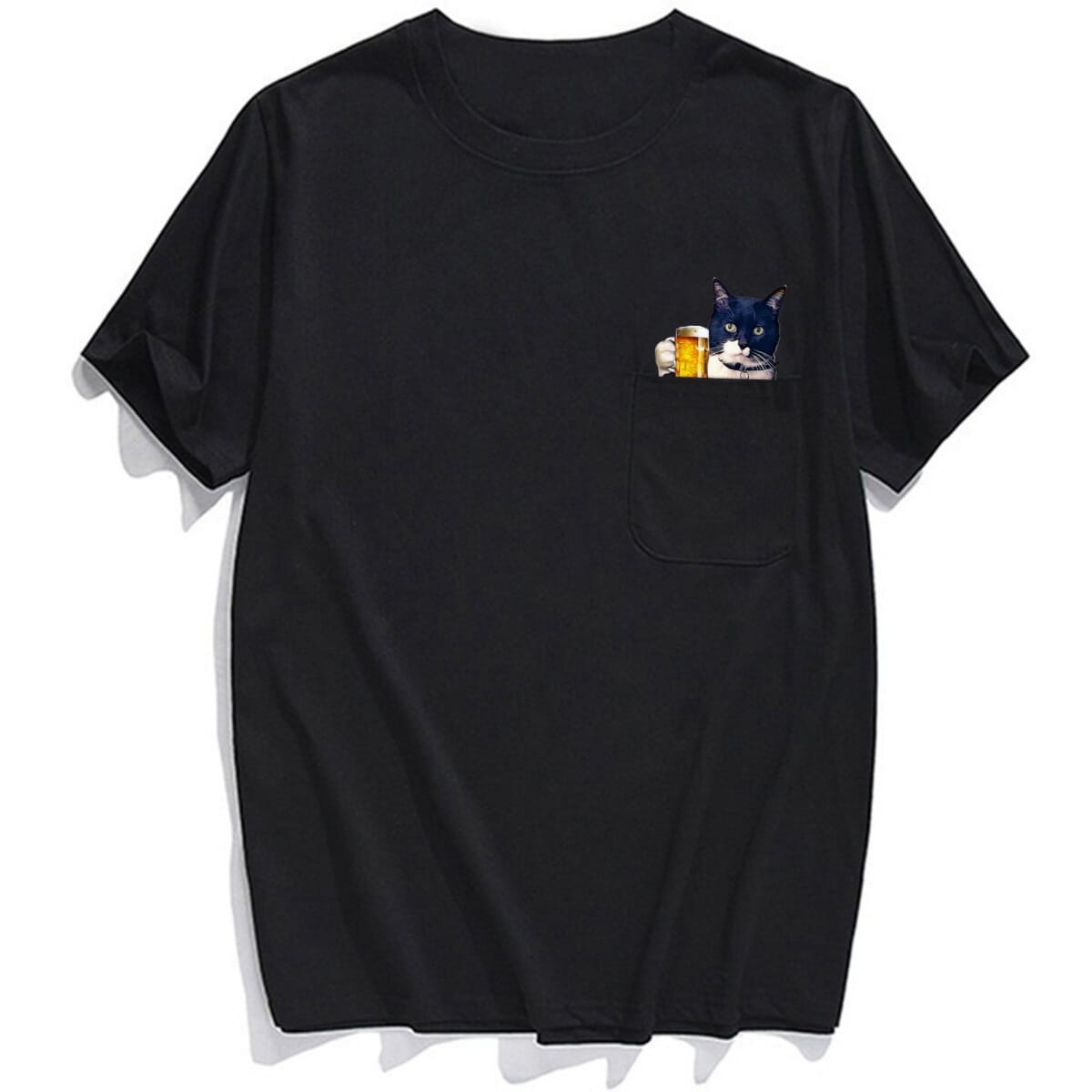 Bi-color Cat Beer F Pocket T-Shirt
