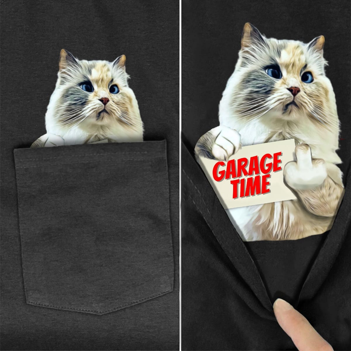 Garage Time Cat Pocket T-Shirt