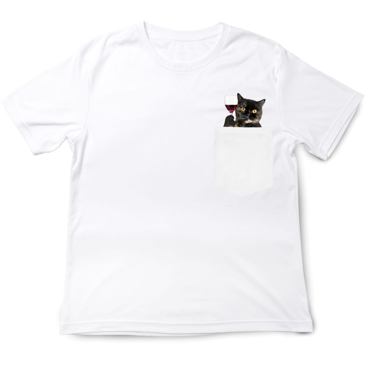Tortoiseshell Wine Cat Pocket T-Shirt