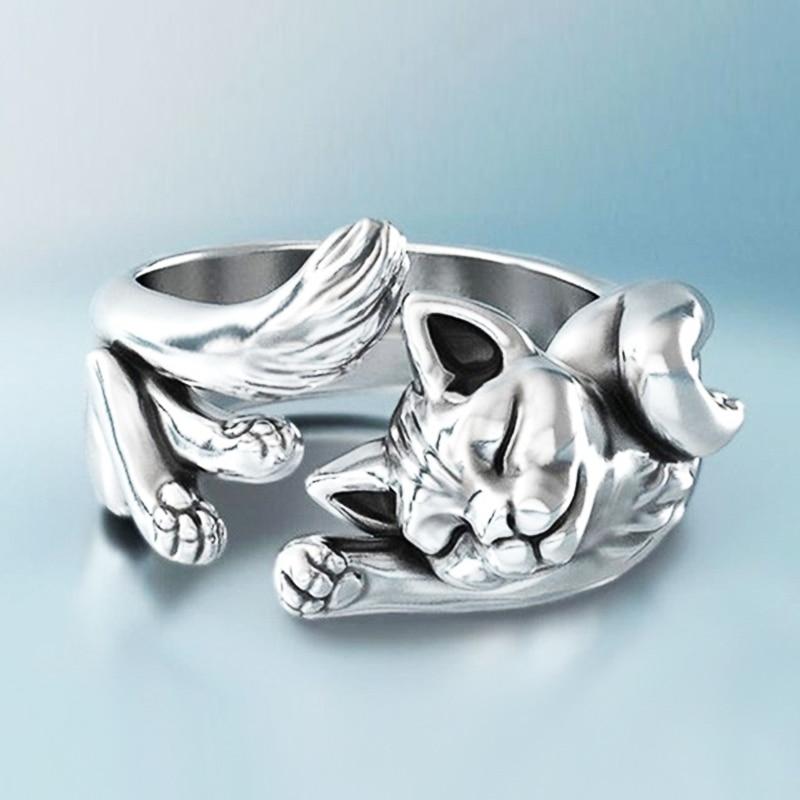 Sleeping Cat Vintage Ring