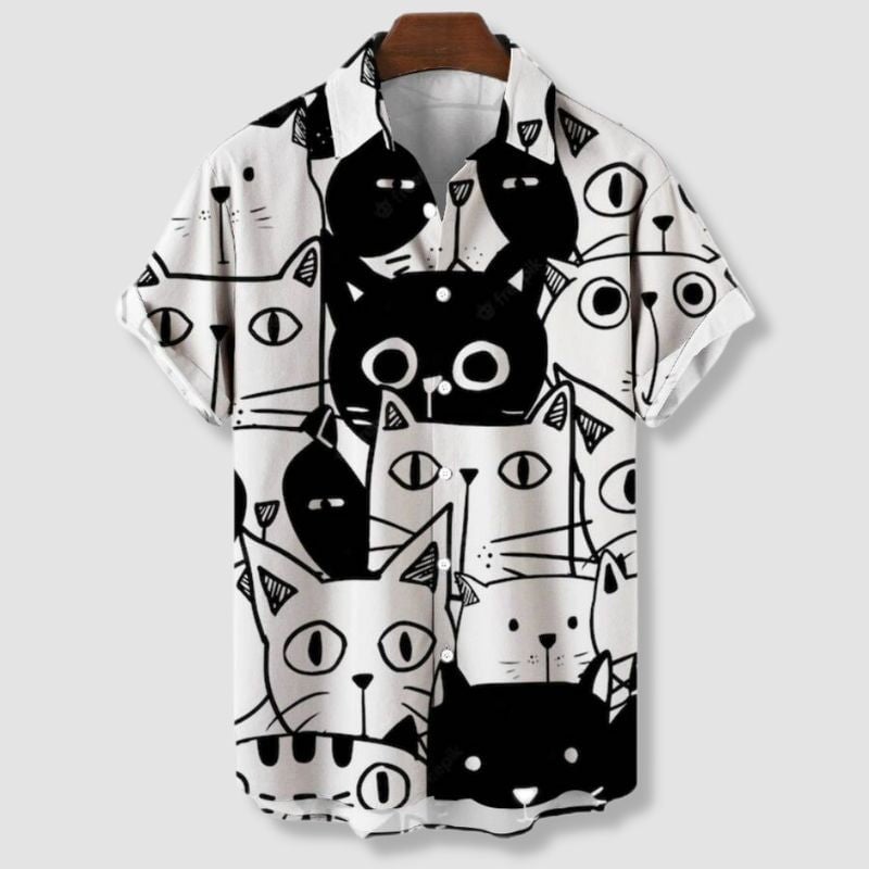 Anime Cat Hawaiian Shirt - Super Kitty Cats - 1005004620284736-2XL-OFSX-01941