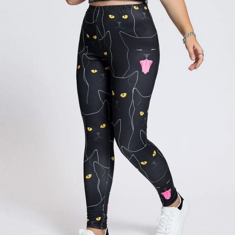 Black Cats Leggings - Super Kitty Cats - 18058977-lgs-4113-s