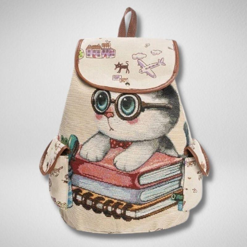 Casual Cat Canvas Backpack - Super Kitty Cats - 8245712-840c
