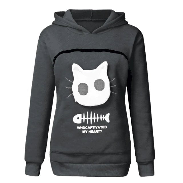 Cat-garoo Pouch Hoodies - Super Kitty Cats - 49395213-gray-m