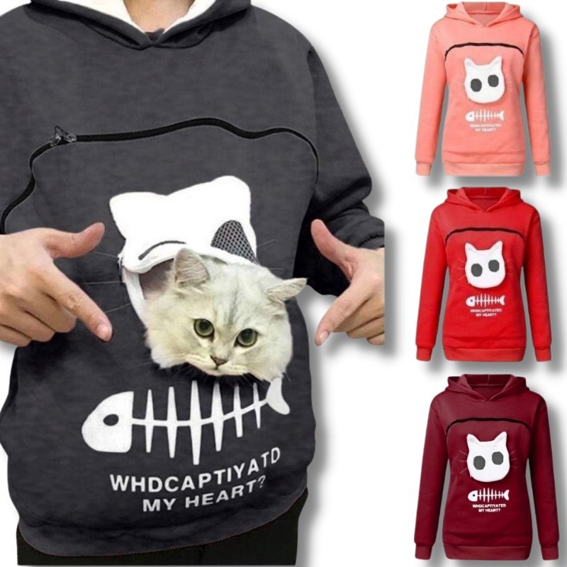 Cat-garoo Pouch Hoodies - Super Kitty Cats - 49395213-pink-s
