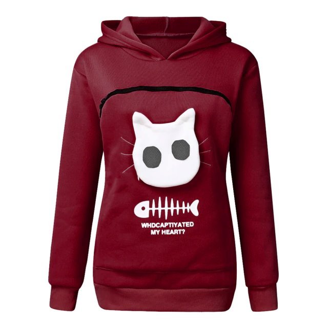 Cat-garoo Pouch Hoodies - Super Kitty Cats - 49395213-red-wine-m
