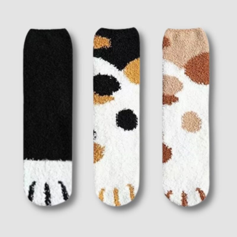 Cat Paw Kawaii Socks (3 Pairs) - Super Kitty Cats - 1005003593192108-European Size 35-43-12
