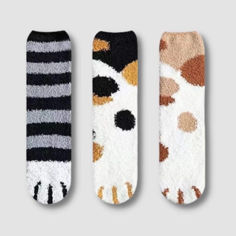 Cat Paw Kawaii Socks (3 Pairs) - Super Kitty Cats - 1005003593192108-European Size 35-43-7