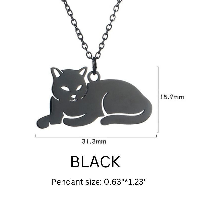 Cat Pendant Necklace - Super Kitty Cats - 1005003317733101-Balck Color