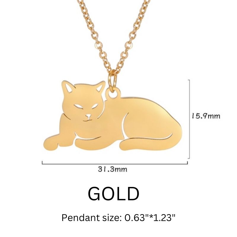 Cat Pendant Necklace - Super Kitty Cats - 1005003317733101-Gold Color