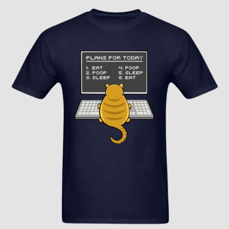 Cat Programmer Plans T-shirt - Super Kitty Cats - 38140915-navy-l