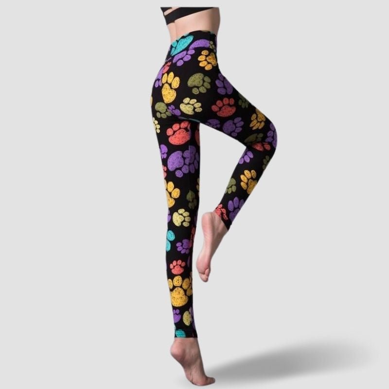 Colorful Paw Leggings - Super Kitty Cats - 33581924-k360-colorful-paw-m