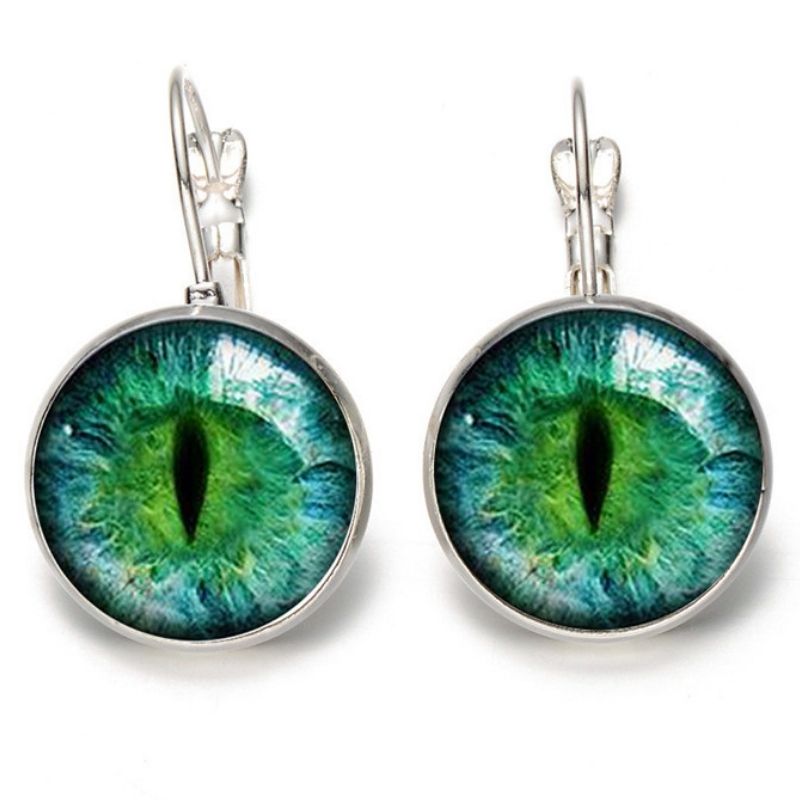 Emerald Cat Eye Earrings - Super Kitty Cats - 24561537-plated-bronze