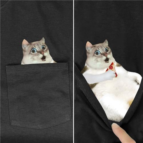Fat Cat Pizza Pocket T-shirt - Super Kitty Cats - 49378771-cotton-t-shirt-1-xxxl