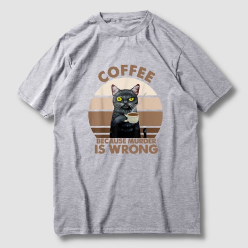 Funny Cat Coffee T-shirt - Super Kitty Cats - 46729490-silver-xs