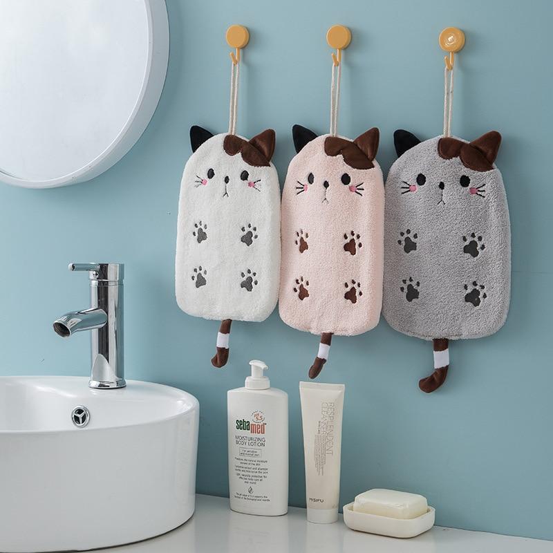 Hanging Cat Hand Towels (Pack of 3) - Super Kitty Cats - 47957879-light-pink