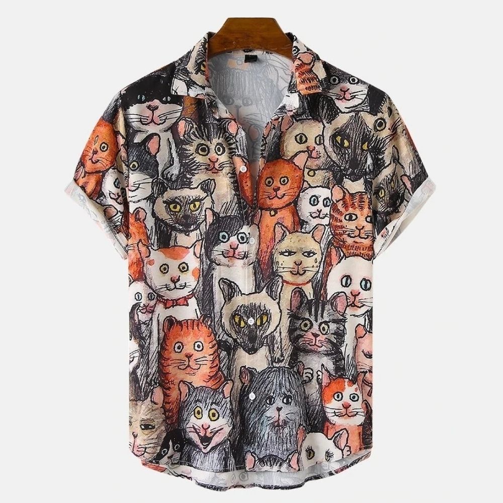 Hawaiian Cat Shirt - Super Kitty Cats - 45736751-black-xxxl