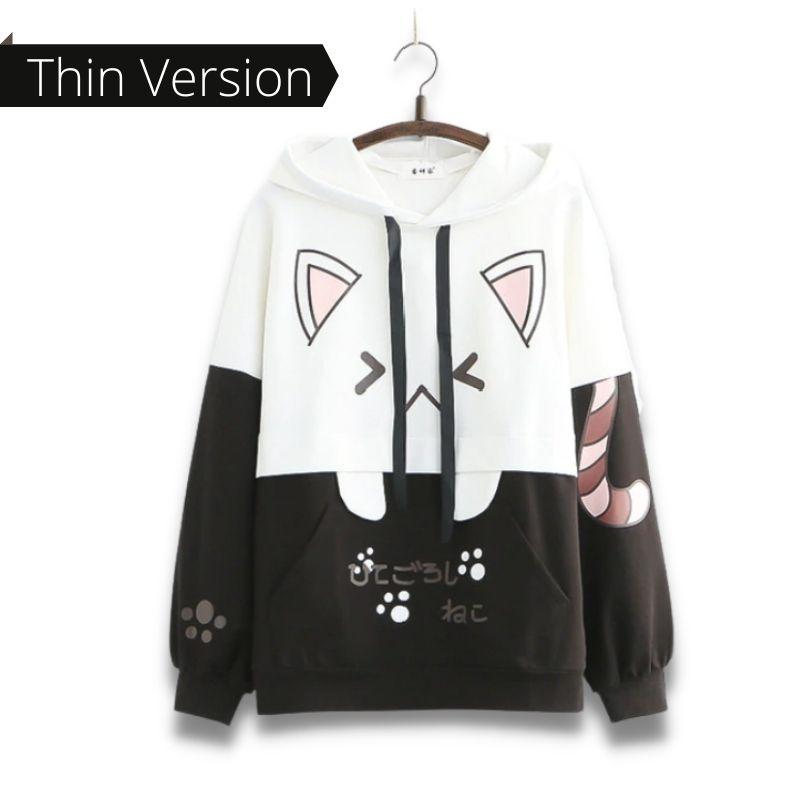 Kitty Cat Kawaii Hoodie - Super Kitty Cats - 41352154-thin-black-hoodie-one-size