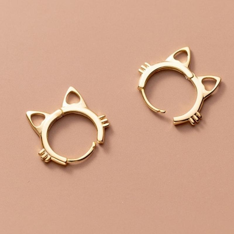 Meow Cat Charm Earring - Super Kitty Cats - 48015594-gold