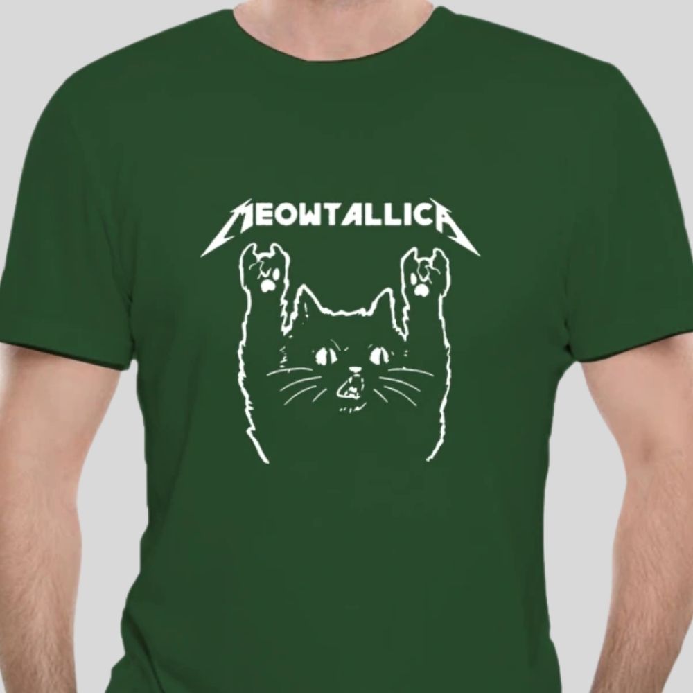 Meowtallica Rock-On T-shirt - Super Kitty Cats - 43066101-armygreen-xxxl