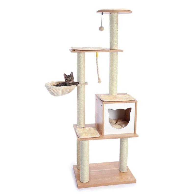 Modern Wooden Cat Tree - Super Kitty Cats - 38033716-amt0057bg-xl-united-states