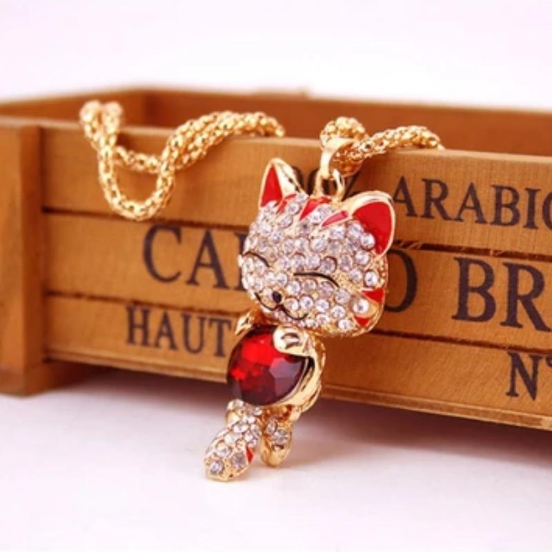 My Lucky Cat Necklace - Super Kitty Cats - 12752244-red-60cm