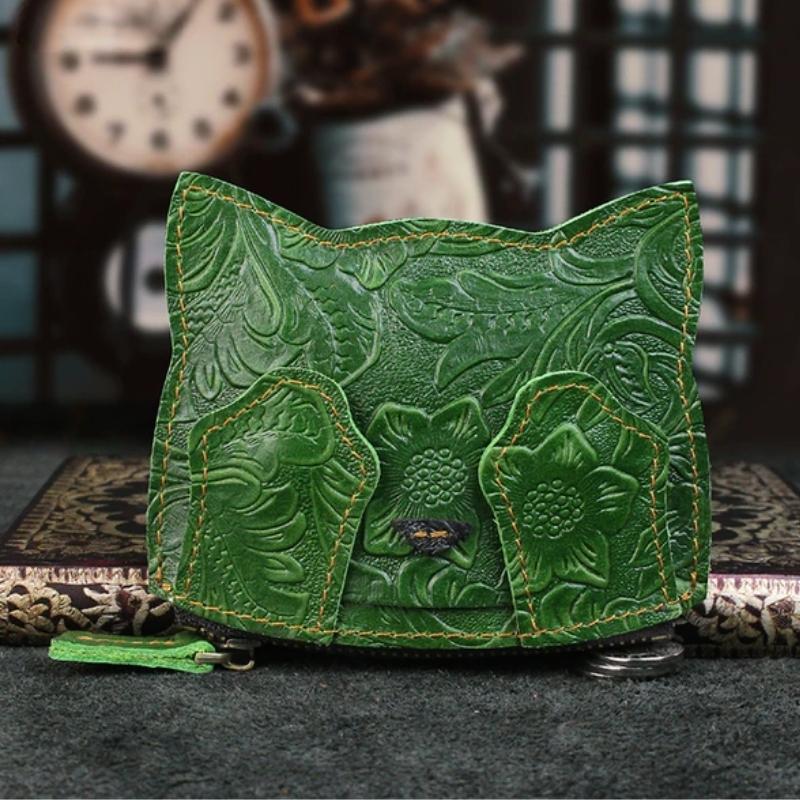 Peek-A-Boo Cat Coin Purse - Super Kitty Cats - 41296586-green