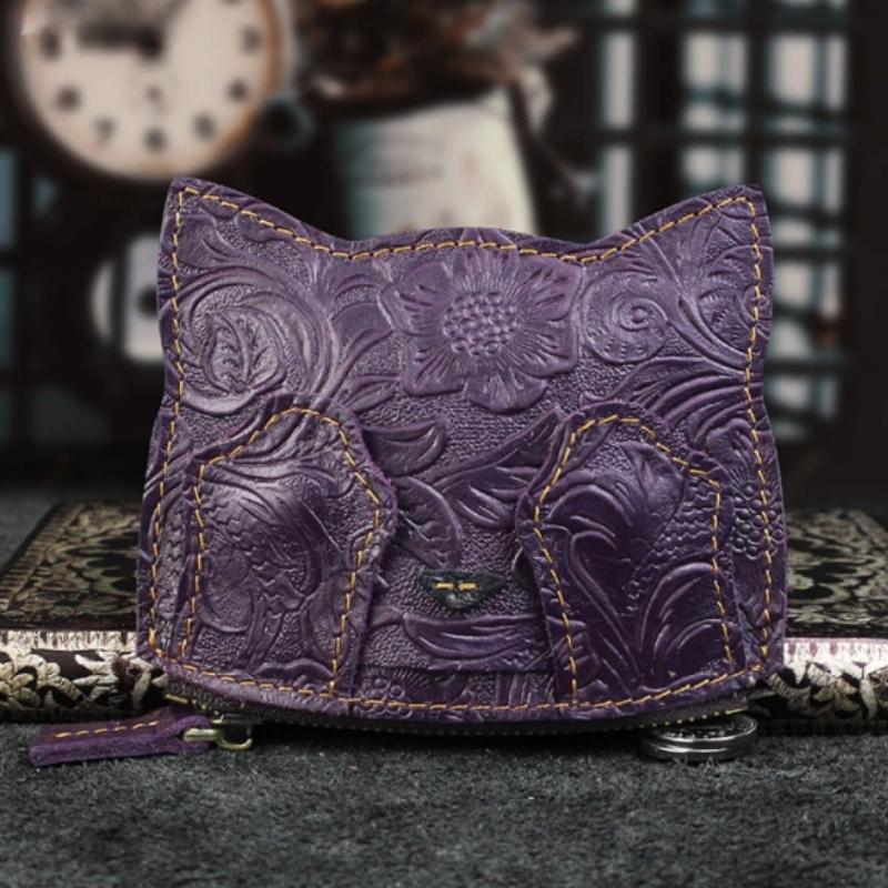 Peek-A-Boo Cat Coin Purse - Super Kitty Cats - 41296586-purple