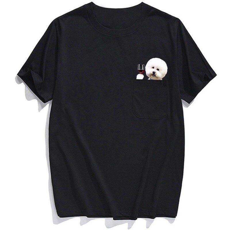Poodle with Wine Pocket T-Shirt - Super Kitty Cats - PoodlePocket-S