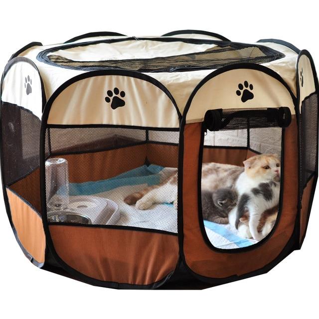 Portable Cats Play Tent - Super Kitty Cats - 25069606-coffee-91x91x58cm-united-states