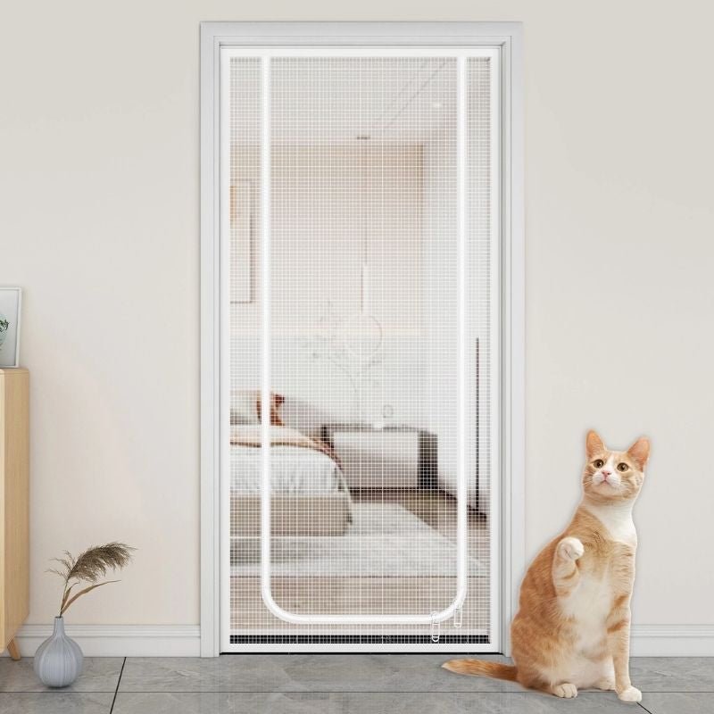 Reinforced Cat Screen Door - Super Kitty Cats - 10000010467699466-white-90X210CM