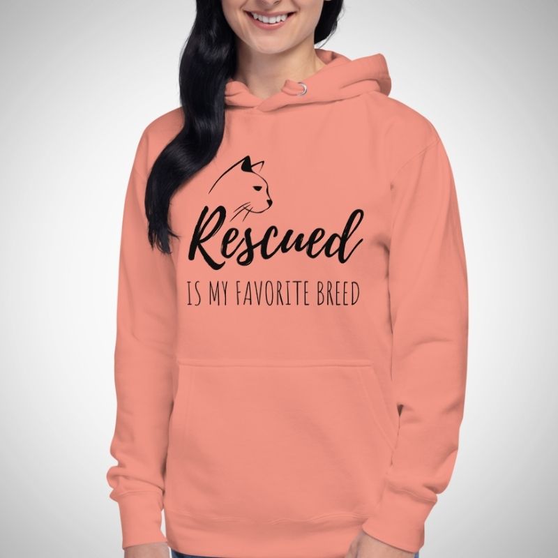 Rescued Cat Hoodie (Black Print) - Super Kitty Cats - 1194981_13887
