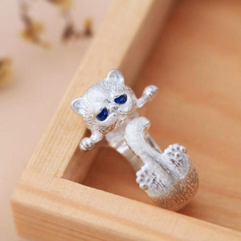 Silver Blue Eyed Cat Ring - Super Kitty Cats - 40540765-resizable