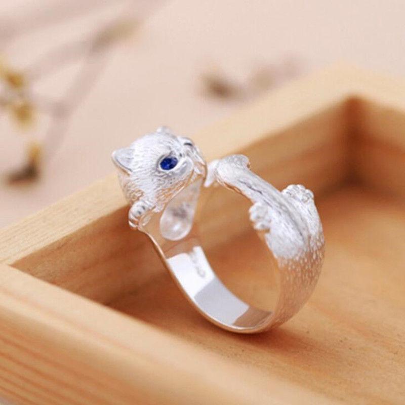 Silver Blue Eyed Cat Ring - Super Kitty Cats - 40540765-resizable