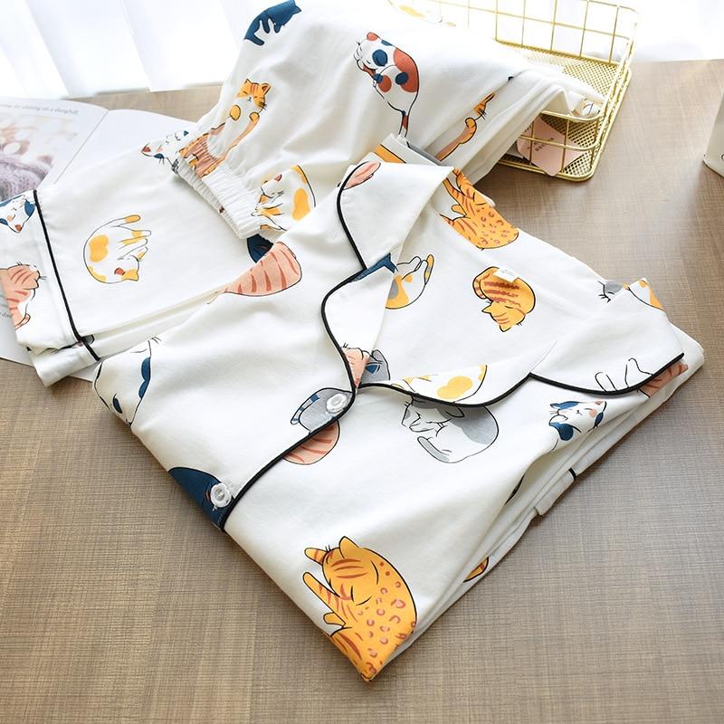 Sleepy Cat Sleepwear Set - Super Kitty Cats - 41275115-short-sleeve-shorts-m-china