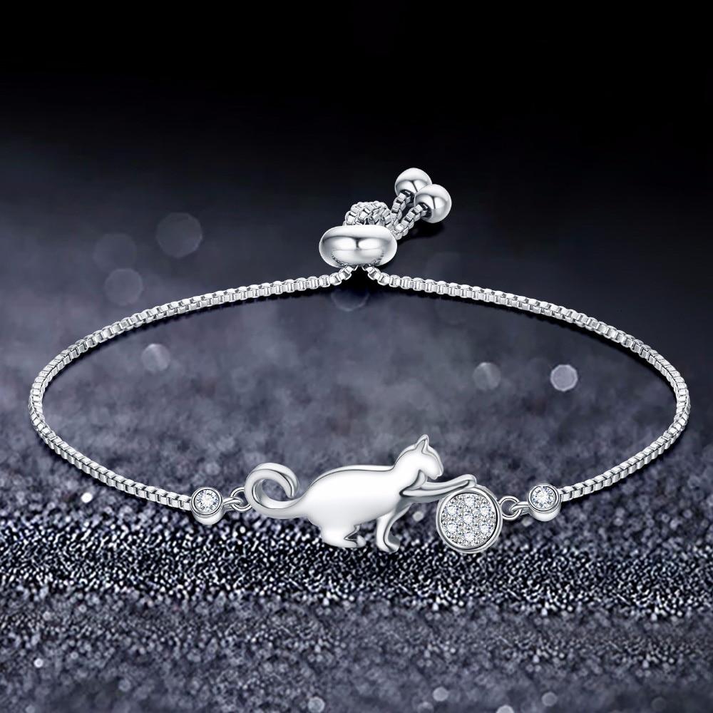 Stunning Cat and Ball Charm Bracelet - Super Kitty Cats - 26855943-silver