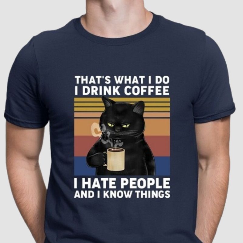 The Cat-titude Coffee T-shirt - Super Kitty Cats - 44476319-black-s