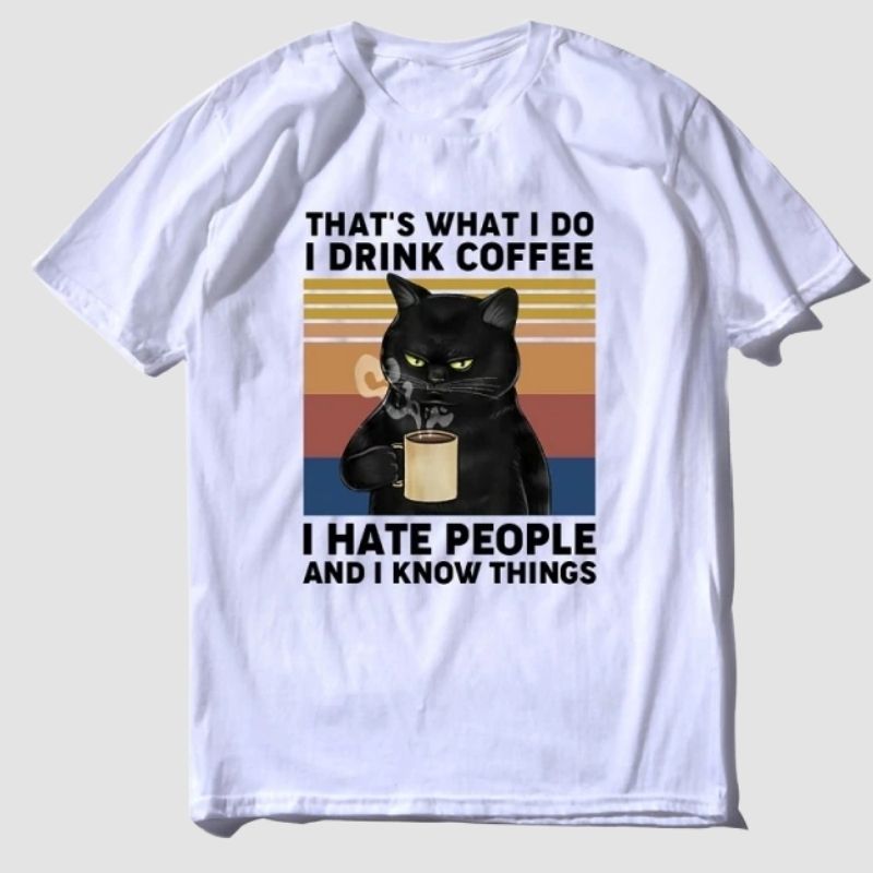 The Cat-titude Coffee T-shirt - Super Kitty Cats - 44476319-white-m