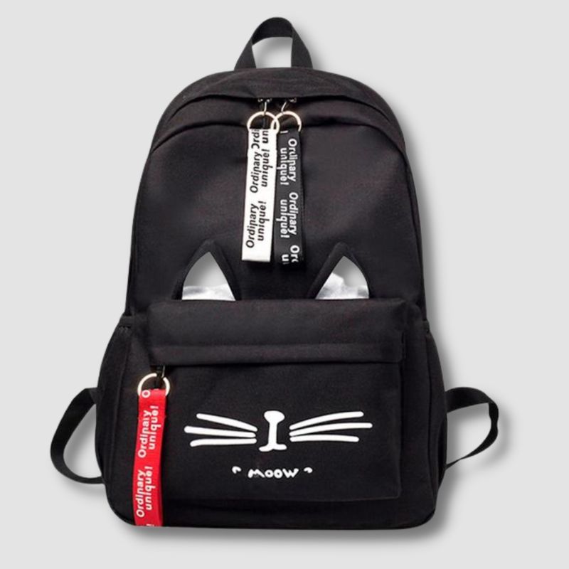 Trendy Cartoon Cat Backpack - Super Kitty Cats - 10000001345366824-Black-China