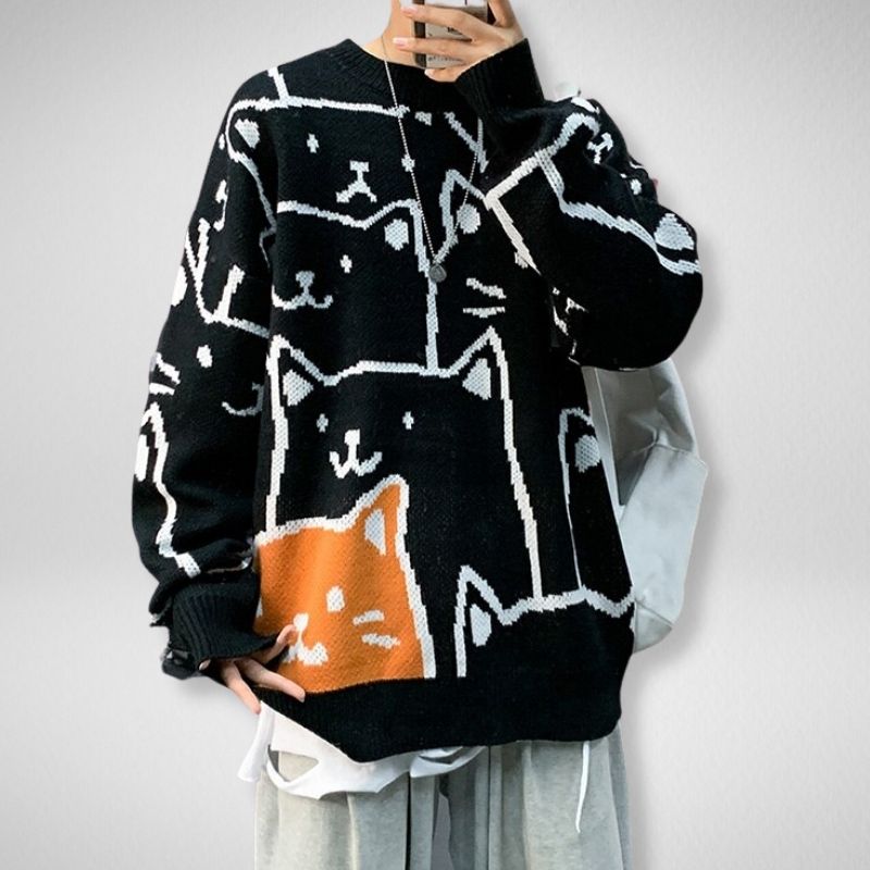 Unique One Cat Sweater - Super Kitty Cats - 12000024095189460-China-color 3-M